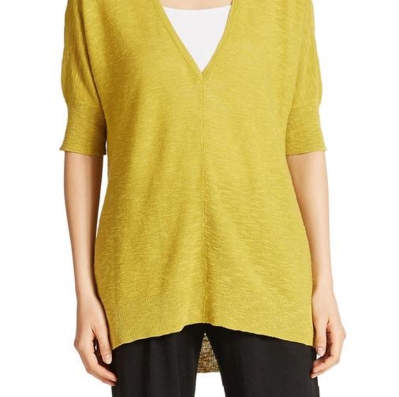 Eileen Fisher Deep V-Neck Linen Tunic Top - Picture 7 of 7